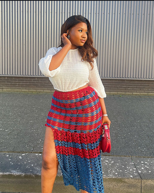 Crochet lace flare skirt pattern